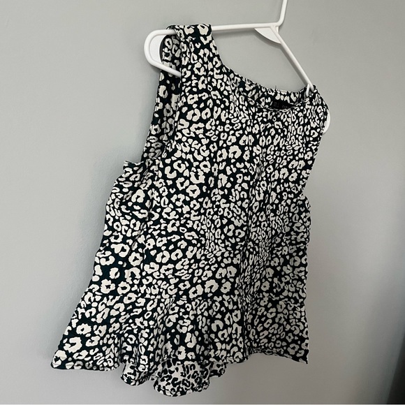 Zara dark green & white leopard print peplum sleeveless blouse - Picture 10 of 16